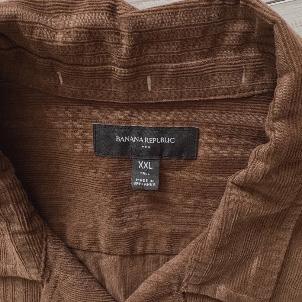 Banana Republic XXL Tall Brown Textured Camp Shirt Button Front 2XL